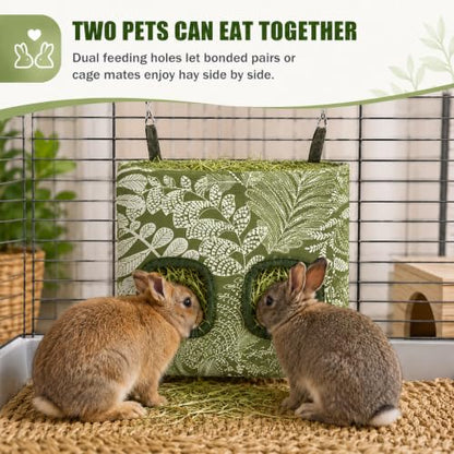 Rabbit Hay Feeder, Guinea Pig Hay Holder & Bunny Hay Feeder – Durable Hanging Hay Bag for Rabbits Chinchillas Guinea Pigs Bunnies – Chew-Resistant Hay Holder for Small Animals (Grass Green) - color: Grass Green