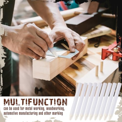 MotiMind 120 Pcs Industrial Lumber Crayons Bulk Wax Tire Marker Construction Marker for Craft Detailed Marking on Lumber Metal Carton Ceramics Concrete Glass Plastic 4.45" x 0.43" (White) - color: White