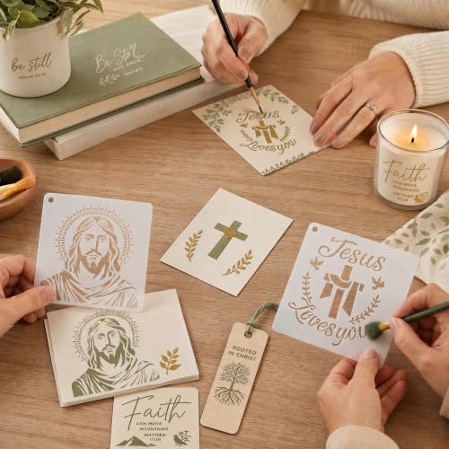 16 Cross Stencils for Faith Journals, Prayer Cards, Church Signs, Gifts - color: Cross