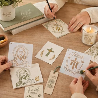 16 Cross Stencils for Faith Journals, Prayer Cards, Church Signs, Gifts - color: Cross