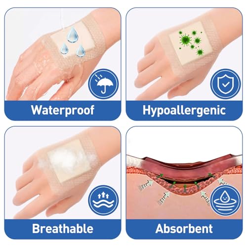 AZEN 24 Pack Silicone Foam Dressing, 3.2" X 4" Waterproof Silicone Bandages with Border Adhesive, Large Bandages for Wounds, Self Adhesive Wound Care and Dressings - color: 24p