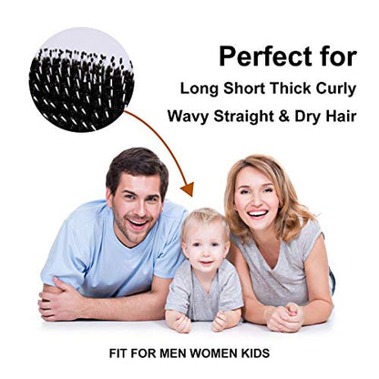 URTHEONE 2Pcs Mini Boar Bristle Hair Brush Set, Pocket Travel Brush - color: boar black