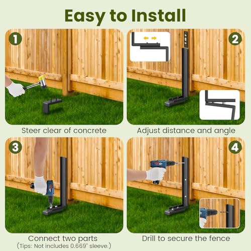 Housolution Fence Post Repair Kit,Separated Fence Post Anchor,4 Pack - size: 4 Pack
