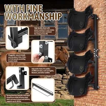 4 Tier Saddle Rack Wall Mount,Horse Saddle Storage Rack