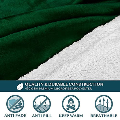 PAVILIA Sherpa Wearable Blanket with Sleeves and Pocket, Plush Thick Cozy Body Blanket Wrap for Adult Women Men, Christmas Gift for Wife Mom, Dark Green - color: Emerald Green