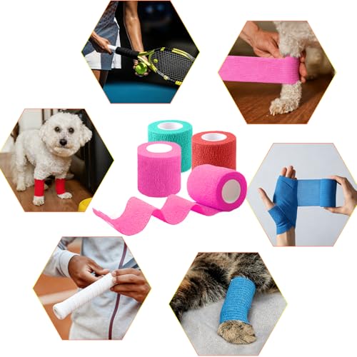 BQTQ 50 Rolls Self Adhesive Bandage Wrap 2 inch Self Adherent Tape(Rainbow) - color: Rich Color, size: 2 Inch