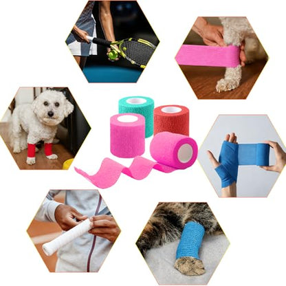 BQTQ 50 Rolls Self Adhesive Bandage Wrap 2 inch Self Adherent Tape(Rainbow) - color: Rich Color, size: 2 Inch
