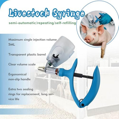 5ml Livestock Syringe Automatic Self Refill Continuous Adjustable Bottle Attachment Livestock Animal Syringe for Cattle Goat Pig Cow Chickens Poultry - size: Bottle Mount