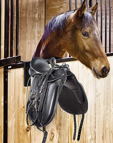 QWORK Saddle Rack, 2 Pack Removable Saddle Rack, Hangs on Stall Walls or Doors, for Western and English Tack Storage