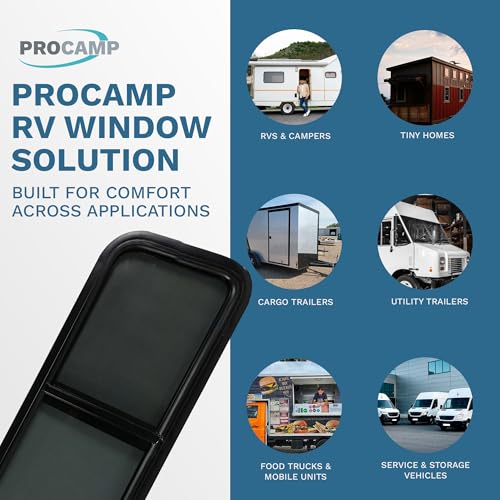 ProCamp RV Window 36x15 | Horizontal Slider, Screen & Trim Ring