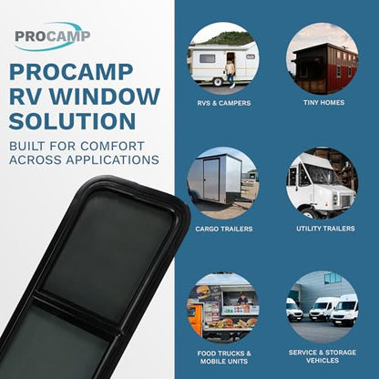 ProCamp RV Window 36x15 | Horizontal Slider, Screen & Trim Ring