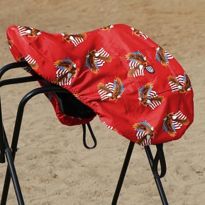 Harrison Howard Premium English Saddle Cover, Waterproof & Breathable Fleece-Lined Protective Saddle Cover - color: Patriot Eagle, size: Dressage-One Size