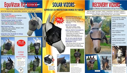 EquiVizor 95% UV Eye Protection (Mini) Standard Horse Fly Mask - Help with Uveitis, Corneal Ulcer, Light Sensitivity. Designed to Stay On Your Horse, Off The Ground - size: Mini