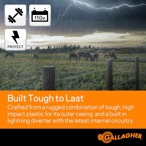 Gallagher M60 Electric Fence Charger | 110V Plug-in Energizer for Up to 20 Acres or 5 Miles | Low-Impedance Fencer for Livestock, Poultry, and Gardens | Compact & Reliable Power Source