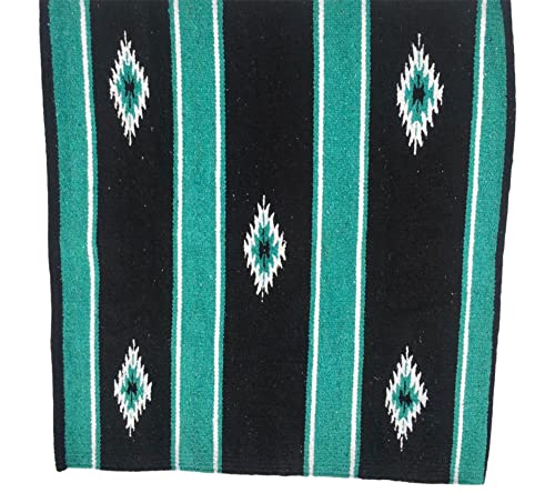 Majestic Ally 36"x 34" Navajo Design Acrylic Saddle Blanket -2.4 lbs (Turquoise Green and Black) - color: Turquoise Green and Black