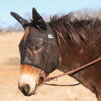 CASHEL Quiet Ride Mule Fly Mask with Ears, Black, Mule Draft (QRMDSE) - color: Black, size: Mule Draft