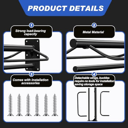 Paterr 6 Pcs Wall Mount Saddle Rack Stand with Pad Bar