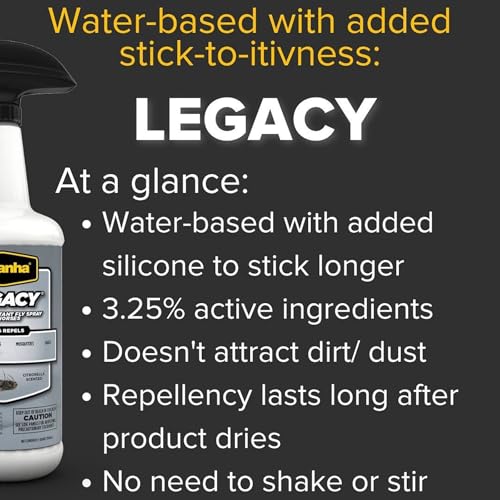 PYRANHA Legacy Fly Spray for Horses - Water-Based Long Lasting Fly Control Repels Horn, Deer, Horse, House, Stable, & Face Flies, Ticks, Mites, Mosquitoes, Gnats & Lice, 1 Gallon - size: 1 Gallon