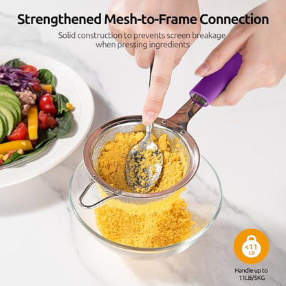 U-Taste Fine Mesh Strainer, 18/8 Stainless Steel Sieve 30 Mesh, S/Purple - color: (5) Purple, size: S-3.35in
