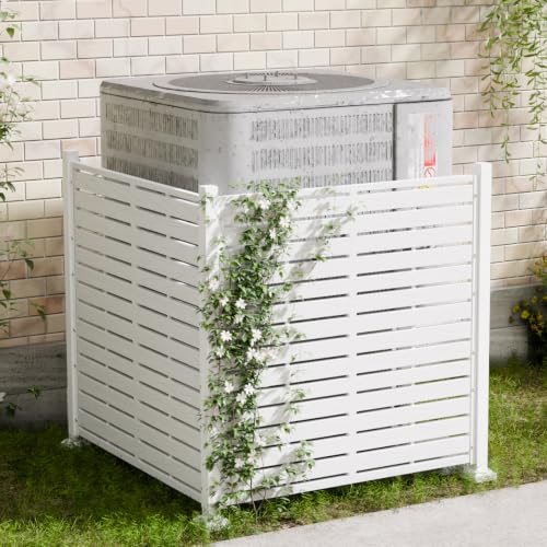 Air Conditioner Fence, 38" W X 39" H U Shape AC Unit Fence, White | Fence to Hide Trash Cans, Outdoor AC Unit Hider, Horizontal HDPE Privacy Fence, Outdoor Privacy Screens - color: White, size: (L-shape) 38.6"W×38.6"L×39.4"H