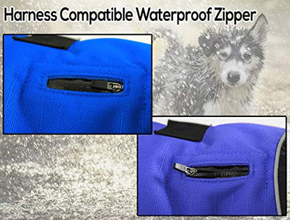 Derby Originals Safety Reflective 1200D Ripstop Waterproof Nylon Winter Dog Coat with Removable Neck Cover and Two Year Warranty - 220g Polyfil Insulation (22", Royal Blue/Black) - color: Electiric Blue/Black, size: 22"
