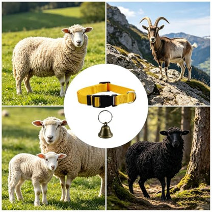 Collar for Goats with Bell Adjustable Sheep Positioning | Farm Animal Collar for Animal Lovers Breeders Farmers Ranchers Shepherd Ranch Farm Barn Backyard Open Range - color: Gold