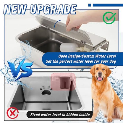 2.5 Gallon Automatic Dog Water Dispenser, Stainless Sateel Auto-Fill Bow