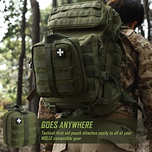 LIVANS 1000D First Aid Bag Empty, Medical Ifak Pouch for Emergency & EMT - color: Army Green(7.1"l X 3.5"w X 8"h)
