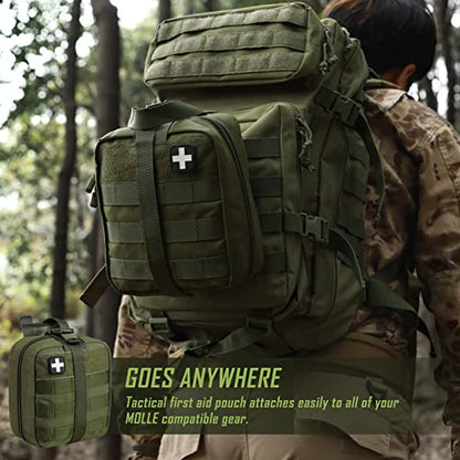 LIVANS 1000D First Aid Bag Empty, Medical Ifak Pouch for Emergency & EMT - color: Army Green(7.1"l X 3.5"w X 8"h)
