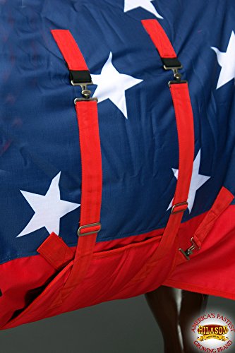 American Flag 72 in HILASON 1200D Winter Waterproof Poly Horse Turnout Blanket Belly Wrap - color: American Flag, size: 72 In