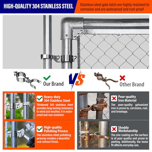 Heavy Duty Stainless Steel 2-3/8" x 1-7/8" Chain Link Fence Gate Fork Latch with Hole for Padlock（Fit 2 3/8" Gate Frame） 1Pack - size: 2-3/8''x1-7/8''-1P