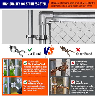 Heavy Duty Stainless Steel 2-3/8" x 1-7/8" Chain Link Fence Gate Fork Latch with Hole for Padlock（Fit 2 3/8" Gate Frame） 1Pack - size: 2-3/8''x1-7/8''-1P