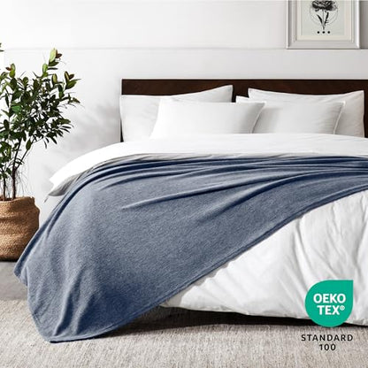 Bare Home Polar Fleece Blanket (Throw, Heather Dark Blue) - color: 02 - Heathered Dark Blue, size: Throw