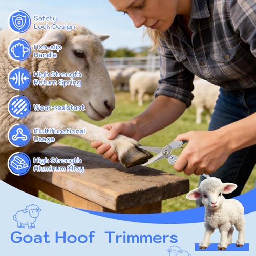 Rosvola Goat Hoof Trimmers, 8 Inch Multifunction Sheep Hoof Trimming Shear, Hoof Care Trimming Shears Nail Clippers for Livestock Twig and Floral