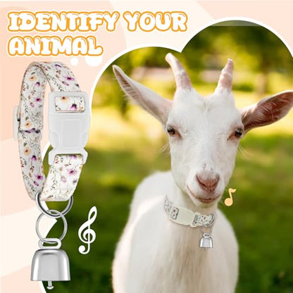 Goat Collar with Copper Bell Set for Sheep Lambs Pygmy Goat,Wildflower