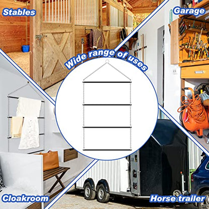 Blanket Rack 24.02 x 44.88 Inch Saddle Rack Long Saddle Stand Stall Blanket Bar Horse Trailer Organizer for Western Saddle Blankets Horse Blankets Pads Towels Storage Supplies, Black