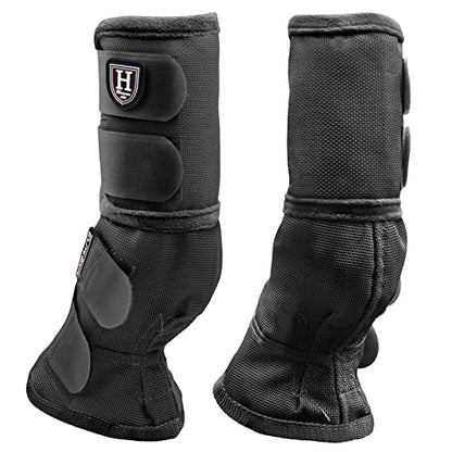 Harrison Howard Horse Leg Guard Stomp Reduction Hook and Loop Closures Rubbing Prevention - color: Classic Black, size: Arab Medium (Pack of 4)