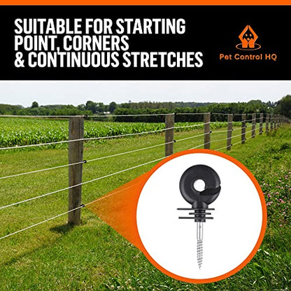 200 x Electric Fence Insulators Screw-in Wooden Posts - Suitable for Polytape Polywire Tape Rope Electric Wire