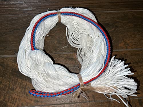 EPT Bull Ropes Adult Saddle Bronc Rein Extra Soft Blue & Red Cord on White Poly 6'