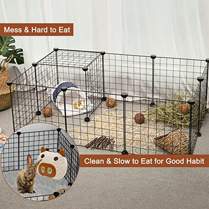 Rabbit Hay Feeder Bag with 2 Hanging Hooks for Small Animal Cage Mess Free | Guinea Pig Timothy Hay Dispenser Storage Mamger Large Less Waste for Bunny, Cute Shape Decor