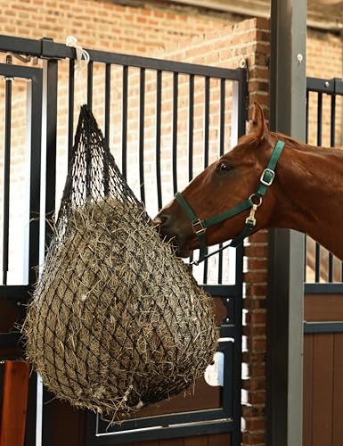 2-Pack 48’’ Length Hay Nets for Horses Slow Feed w/Drawstring Closure Hay Bags for Horses & Livestock-1.25" Black - size: 1.25"