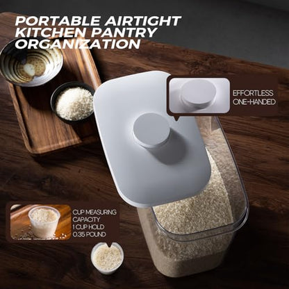 Rice Container 20-25 Lbs - Airtight with Measuring Cup, PET BPA-FREE