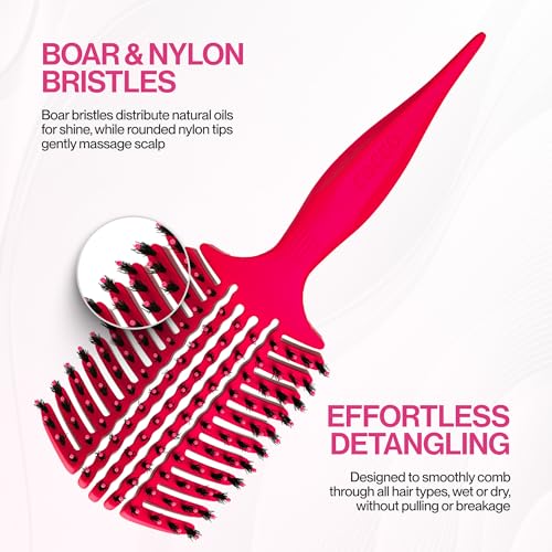 COCCO Aura Vent Boar Brush, Dual-Curved Design for Faster Drying - color: Pink