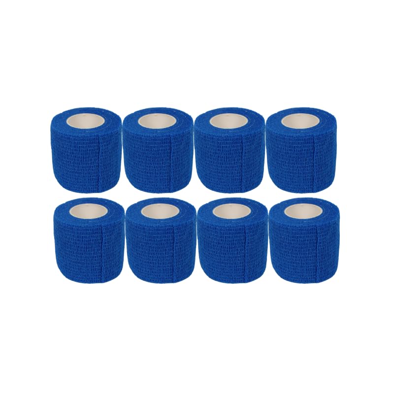 2" Cohesive Flexible Bandage Wrap – Blue - Pack of 8 - color: Blue