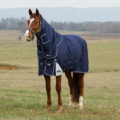 WeatherBeeta ComFiTec Ultra Turnout Detach-A-Neck 220g, Navy, 75" - color: Navy, size: 75"