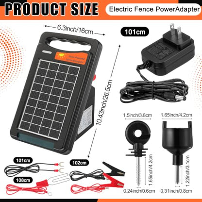 Relaxweex Solar Electric Fence Charger Kit, 10 Miles 0.18j Output, 24/7 Protection with 3366ft Polywire, 60 Insulators & Grounding Rod, All-in-one Electric Fencing for Livestock, Horse, Cattle, Garden