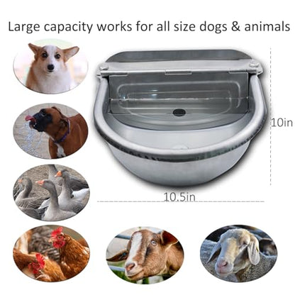 Automatic Dog Water Bowl Dispenser Large Size Pet Waterer Feeder Stainless-Steel Water Trough for Poultry and Small Livestock