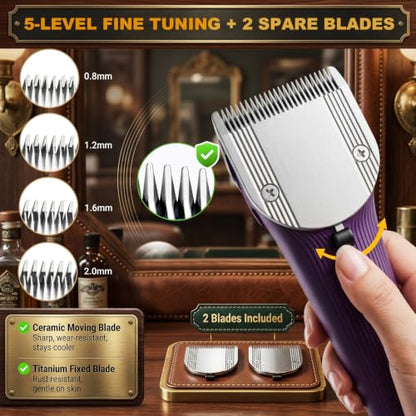 Professional Heavy Duty Dog Clippers for Grooming Thick Heavy Coats - color: Purple