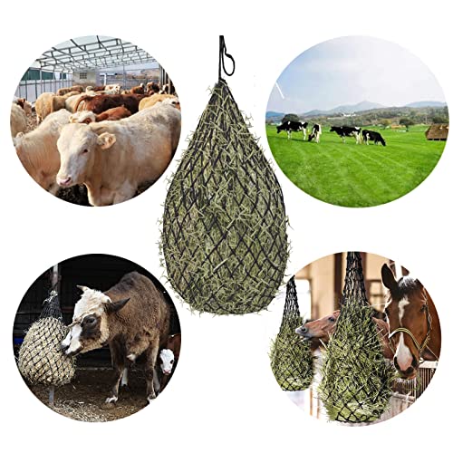 6 Pcs Hay Bags for Horses: 40 inch Long Slow Feed Hay Net for Horses - 2 * 2 inch Holes Mess with Nylon Rope Hanging (Black) - size: 6 Bags