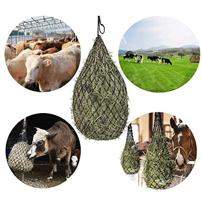 6 Pcs Hay Bags for Horses: 40 inch Long Slow Feed Hay Net for Horses - 2 * 2 inch Holes Mess with Nylon Rope Hanging (Black) - size: 6 Bags